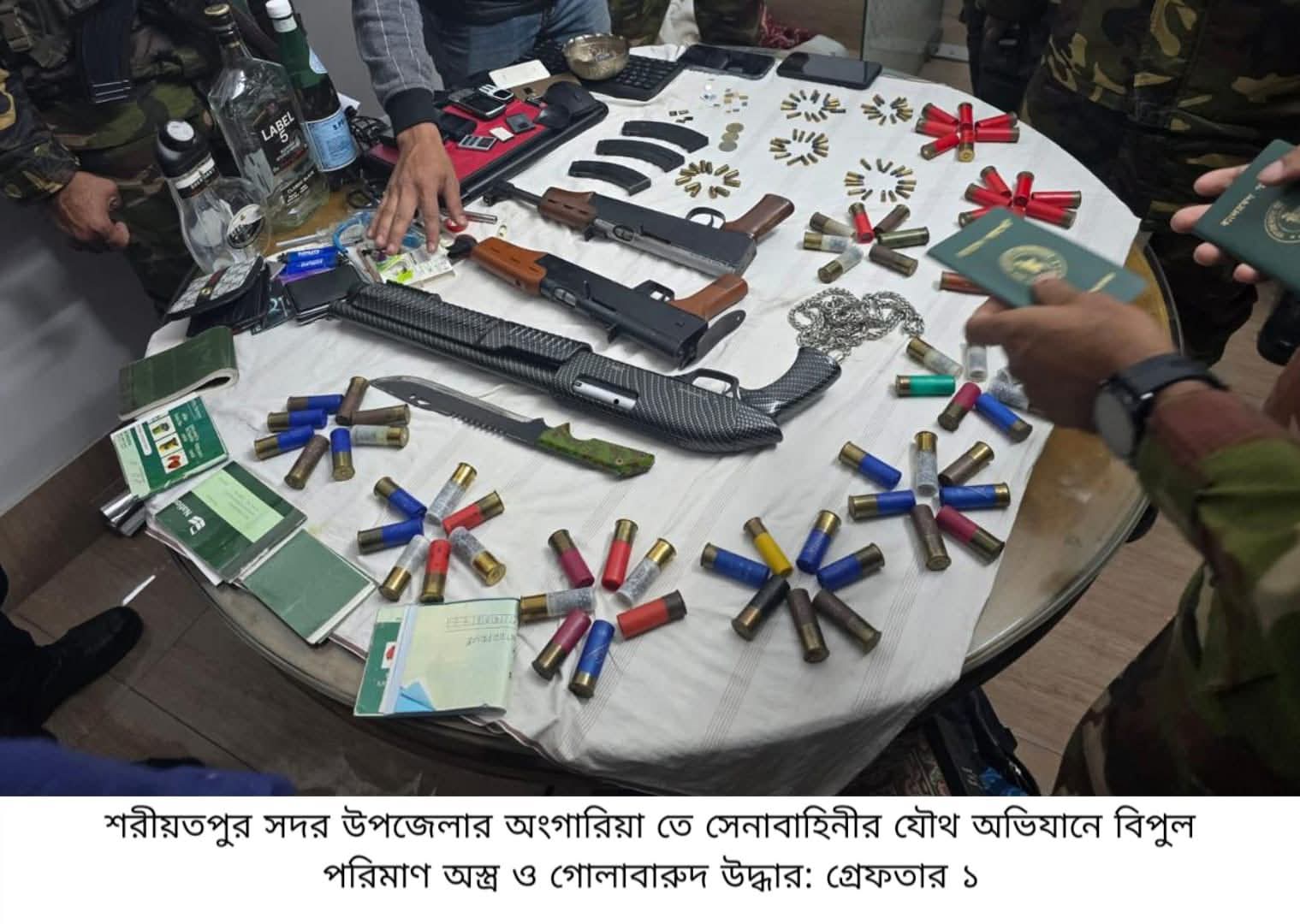 যৌথ বাহিনীর অভিযানে সারাদেশে ৩৬৮ জন আটক, ৫১টি অস্ত্র উদ্ধার